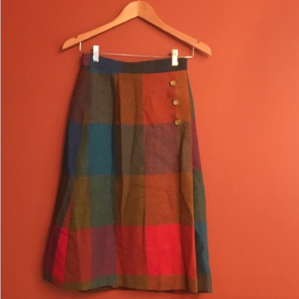 Vintage madmen 50’s high waist colorblock skirt S